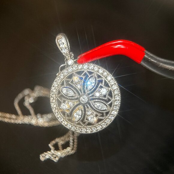 Art Deco Design 925 Silver Necklace - Picture 2 of 9